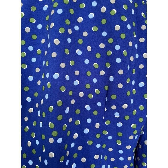 Kim Rogers Curvy Womens 1X Button Down Shirt Blue Polka Dot Print - Picture 6 of 12